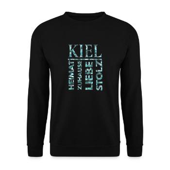 Kiel Schleswig-Holstein Norddeutsch Heimat Shirt - Unisex Pullover - Schwarz - Vorne - Alina (178cm) & Michal (187cm)