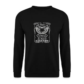 Das Leben beginnt mit 50 1969 Die Geburt der Legenden - Unisex Pullover - Schwarz - Vorne - Alina (178cm) & Michal (187cm)