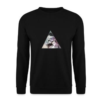 hipster moustache triangle cat swag style - Unisex Sweatshirt - black - Front - Alina (178cm) & Michal (187cm)