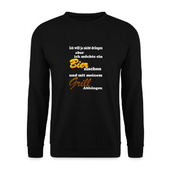 Bier Grill Griller Grillen - Unisex Pullover - Schwarz - Vorne - Alina (178cm) & Michal (187cm)