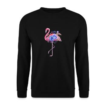 Aquarell Flamingo - Unisex Pullover - Schwarz - Vorne - Alina (178cm) & Michal (187cm)
