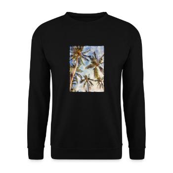 Palm trees in watercolor look - Unisex Sweatshirt - black - Front - Alina (178cm) & Michal (187cm)