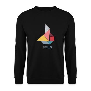 All you need is LUV - Unisex Pullover - Schwarz - Vorne - Alina (178cm) & Michal (187cm)