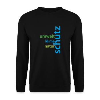 Klima-, Umwelt- und Naturschutz Schriftzug - Unisex Pullover - Schwarz - Vorne - Alina (178cm) & Michal (187cm)