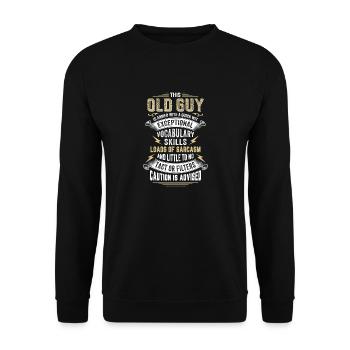 This Old Guy Is Armed With A Quick Wit - Unisex Sweatshirt - black - Front - Alina (178cm) & Michal (187cm)