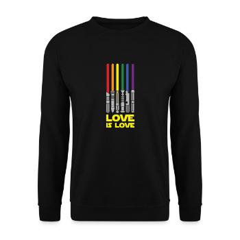 Lightsaber Rainbow, Love Is Love - Unisex Sweatshirt - black - Front - Alina (178cm) & Michal (187cm)