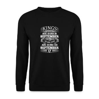 Real Kings Are Born On September 17 - Unisex Sweatshirt - black - Front - Alina (178cm) & Michal (187cm)