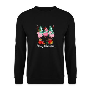 Flamingo Weihnachten - Unisex Pullover - Schwarz - Vorne - Alina (178cm) & Michal (187cm)