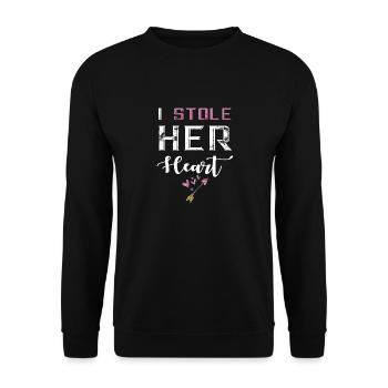 I Stole Her Heart Couple Tshirt - Unisex Sweatshirt - black - Front - Alina (178cm) & Michal (187cm)