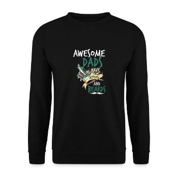 AWESOME DADS HAVE TATTOOS AND BEARDS - Unisex Sweatshirt - black - Front - Alina (178cm) & Michal (187cm)
