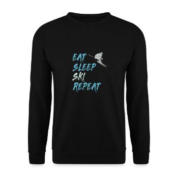 eat sleep ski repeat winter sports skis gift - Unisex Sweatshirt - black - Front - Alina (178cm) & Michal (187cm)