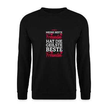 Meine beste Freundin hat die geilste beste - Unisex Pullover - Schwarz - Vorne - Alina (178cm) & Michal (187cm)
