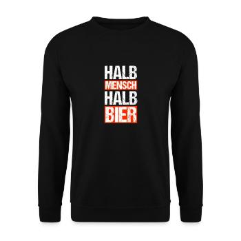 halb Mensch halb Bier - Unisex Pullover - Schwarz - Vorne - Alina (178cm) & Michal (187cm)