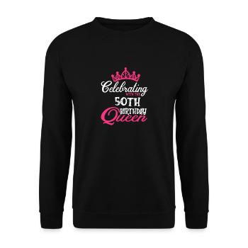 Celebrating With The 50th Birthday Queen - Unisex Sweatshirt - black - Front - Alina (178cm) & Michal (187cm)