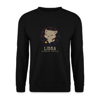 Libra Zodiac cat - Unisex Sweatshirt - black - Front - Alina (178cm) & Michal (187cm)