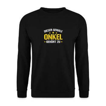 Dieser Geniale Onkel Gehört zu - Unisex Pullover - Schwarz - Vorne - Alina (178cm) & Michal (187cm)