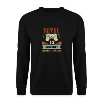 Level 13 Uncloked Official Teenager - Unisex Pullover - Schwarz - Vorne - Alina (178cm) & Michal (187cm)