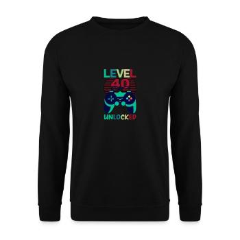 Level 40 Unlocked - Unisex Sweatshirt - black - Front - Alina (178cm) & Michal (187cm)
