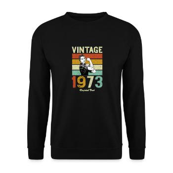 Pièces d'Orginial Vintage 1973 - Sweat-shirt Unisexe - noir - Devant - Alina (178cm) & Michal (187cm)