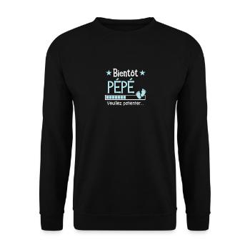 Bientôt Pépé Cadeau Futur Pépé - Sweat-shirt Unisexe - noir - Devant - Alina (178cm) & Michal (187cm)