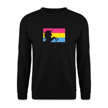 Pansexual Unicorn Pan Pride Flag Men Women Gift - Unisex Sweatshirt - black - Front - Alina (178cm) & Michal (187cm)