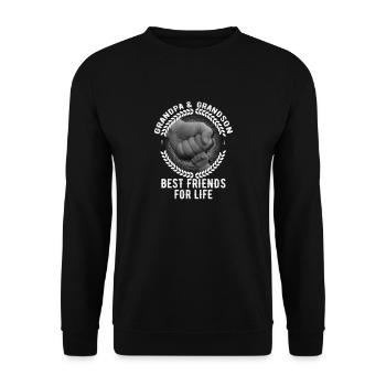 Grandpa Grandson Best Friends For Life - Unisex Pullover - Schwarz - Vorne - Alina (178cm) & Michal (187cm)