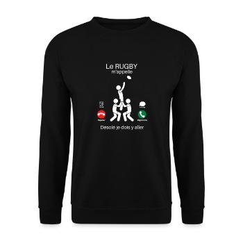 Le rugby m'appelle cadeau humoristique rugbyman - Sweat-shirt Unisexe - noir - Devant - Alina (178cm) & Michal (187cm)