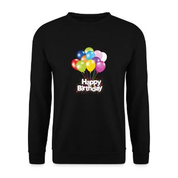children birthday happy birthday gold colorful balloons - Unisex Sweatshirt - black - Front - Alina (178cm) & Michal (187cm)