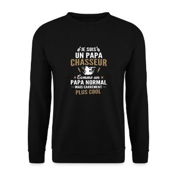 je suis un papa chasseur / humour papa chasseur - Sweat-shirt Unisexe - noir - Devant - Alina (178cm) & Michal (187cm)