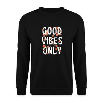 GOOD VIBES NUR FLOWERS - Unisex Pullover - Schwarz - Vorne - Alina (178cm) & Michal (187cm)