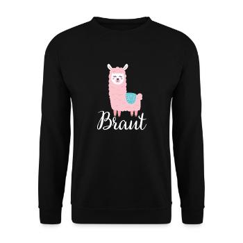 Braut Lama JGA Junggesellin Geschenk - Unisex Pullover - Schwarz - Vorne - Alina (178cm) & Michal (187cm)
