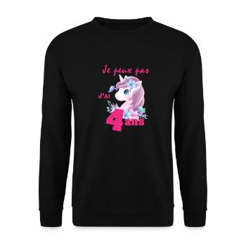 Je peux pas j'ai 4 ans - Sweat-shirt Unisexe - noir - Devant - Alina (178cm) & Michal (187cm)