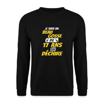 cadeau anniversaire 17 ans / beau gosse de 17 ans - Sweat-shirt Unisexe - noir - Devant - Alina (178cm) & Michal (187cm)