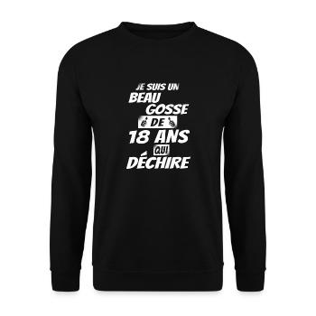 cadeau anniversaire 18 ans / beau gosse de 18 ans - Sweat-shirt Unisexe - noir - Devant - Alina (178cm) & Michal (187cm)