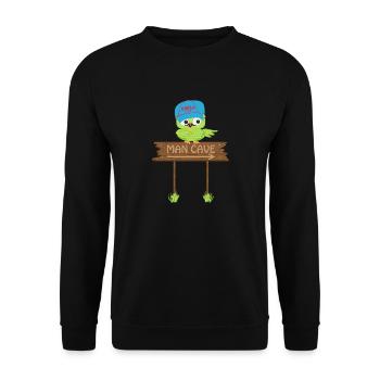 Owl MAN CAVE - Unisex Pullover - Schwarz - Vorne - Alina (178cm) & Michal (187cm)