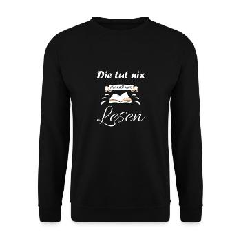 Die tut nix die will nur Lesen Bücher - Unisex Pullover - Schwarz - Vorne - Alina (178cm) & Michal (187cm)