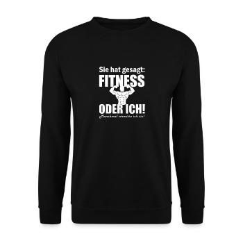 Fitness - Unisex Pullover - Schwarz - Vorne - Alina (178cm) & Michal (187cm)