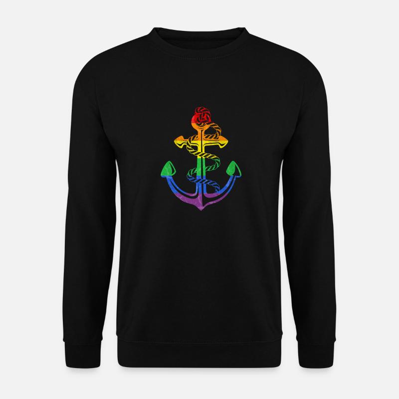 Regenbogen Anker LGBT Flagge - Unisex Pullover - Schwarz