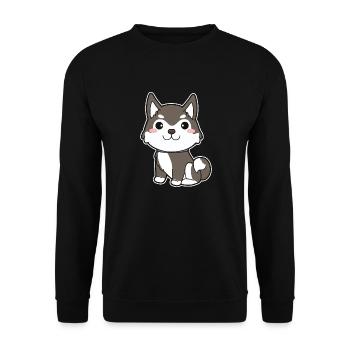 Siberian Husky - Unisex Sweatshirt - black - Front - Alina (178cm) & Michal (187cm)