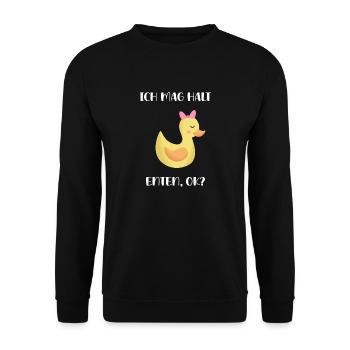 Ich Mag Halt Enten Badeente Gummiente Fun Geschenk - Unisex Pullover - Schwarz - Vorne - Alina (178cm) & Michal (187cm)