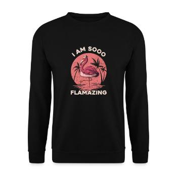 I Am Flamazing flamingo tier vogel flamingos - Unisex Sweatshirt - black - Front - Alina (178cm) & Michal (187cm)