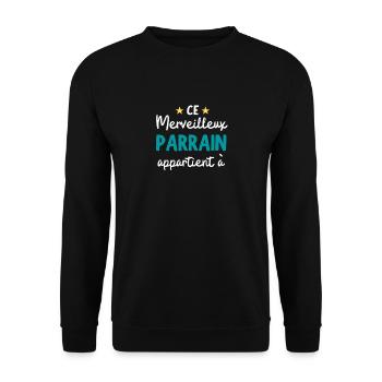 Merveilleux Parrain Appartient Cadeau personnalisé - Sweat-shirt Unisexe - noir - Devant - Alina (178cm) & Michal (187cm)