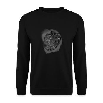 Mit Herz und Hirn grau - Unisex Pullover - Schwarz - Vorne - Alina (178cm) & Michal (187cm)