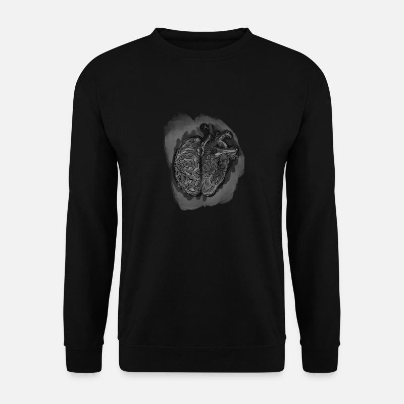 Mit Herz und Hirn grau - Unisex Pullover - Schwarz