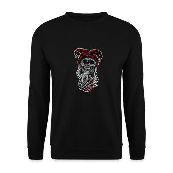 Harlekin/ Schädel/ Joker - Unisex Pullover - Schwarz - Vorne - Alina (178cm) & Michal (187cm)