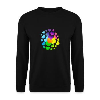 Herzen Herz viele Herzen - Unisex Pullover - Schwarz - Vorne - Alina (178cm) & Michal (187cm)