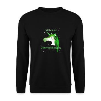 Einhorn voller Überraschungen unicorn - Unisex Pullover - Schwarz - Vorne - Alina (178cm) & Michal (187cm)