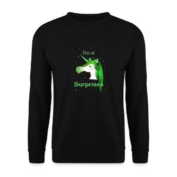 unicorn surprises green unicorn - Unisex Pullover - Schwarz - Vorne - Alina (178cm) & Michal (187cm)