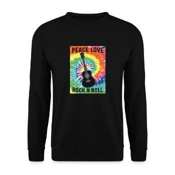 Hippie Peace Love Rock N Roll Vintage Hippie Retro - Unisex Pullover - Schwarz - Vorne - Alina (178cm) & Michal (187cm)