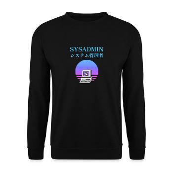 Sysadmin-| システム管理者 | Dampfwelle - Unisex Pullover - Schwarz - Vorne - Alina (178cm) & Michal (187cm)